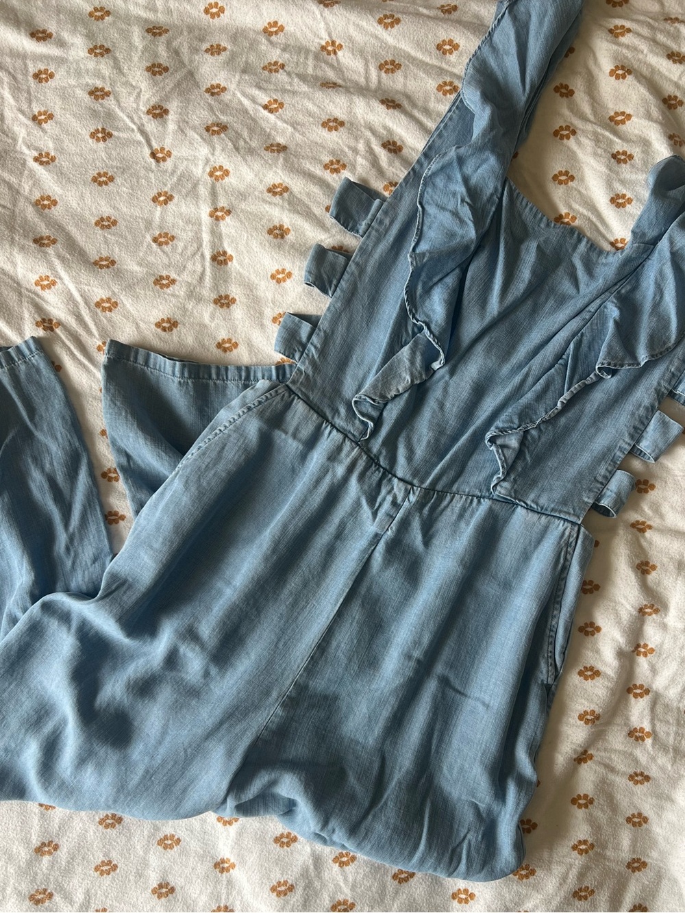 K/Lab Light Blue Ruffle-Trim Jumpsuit